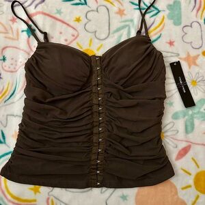Moa Moa‎ Chocolate Ruched top